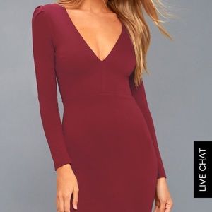 Haute In Here Burgundy Long Sleeve Bodycon Dress